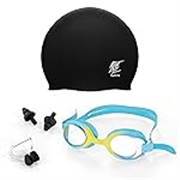 Lifelong Swimming Combo Kit for Kids 5+ Years| Swimming Goggles, Swim Cap with Earplug, NoseClip| Easy Fit Swimming Accessories| Waterproof Swimming Cap| Anti-Fog Glasses(Blue)