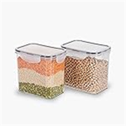 Steelo Sofresh Soclick Plastic Container Set Kitchen Organiser Air Tight Container Set Fridge Safe US FDA Approved PET Food Grade Heavy Duty Material,BPA Free (White,2000ml,Pack of 2)