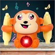 ToyMagic Dancing Monkey|Voice & Touch Sensor with Musical Light & Sound Effect|AAA Battery Operated|Birthday Gift|Spinning & Rolling Doll Tumble Toy for Kids 1 Year +|Made in Indiaorange