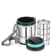 Pigeon Stainless Steel Insulated Lunch Box with Tiffin,4Pcs Food Containers 320ml Each Hot and Cold Upto 3-4Hrs-Keeps Food Warm