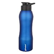 PEARLPET Sportskool Slim Stainless Steel Single Wall Water Bottle 750ml | Leakproof, Durable, Reusable | For Gym, School, Office, Fridge Use | Pack of 1 (Blue)