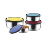 Classic Essentials Steel Fridge Container – 350 ml, 650 ml, 950 ml, 1250 ml (Pack of 4, Multicolor)