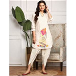 Ishin Women Printed Pure Cotton Kurta with Dhoti Pants