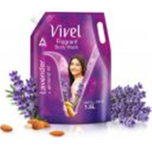 Vivel Fragrant Body Wash Lavender & Almond Oil Shower Gel, Supersaver XL Refill Pouch (1500 ml)