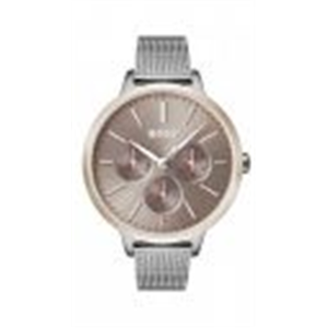 BOSS Hugo Stainless Steel Symphony Analog Brown Dial Women Watch-1502423, Silver Band