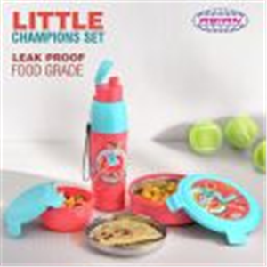 ASIAN Plastowares Little Champions 3-in-1 Insulated Lunch Box Set | 700ml Steel Tiffin, 500ml Water Bottle
