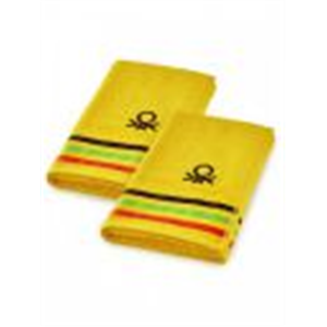 United Colors of Benetton Pack Of 2 Yellow Solid 450 GSM Cotton Hand Towel