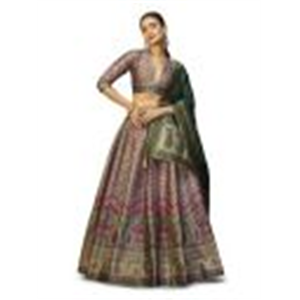 PURVAJA Women's Kanjiwaram Semi-Stitched Lehenga choli