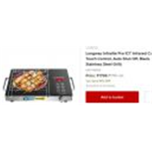 Longway Infralite Pro ICT Infrared Cooktop 2200 W - Touch Control, Auto Shut Off, (Free Stainless Steel Grill)