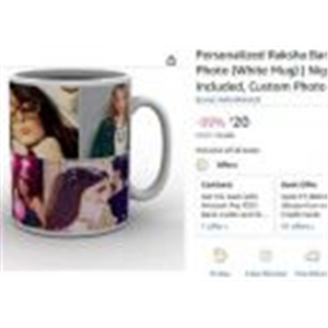 Personalized Raksha Bandhan Acrylic LED Lamp with Custom Photo (White Mug) | Night Light, Brother Sister, Free Rakhi Included, Custom Photo