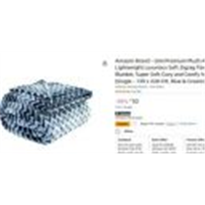 Amazon Brand - Umi Premium Plush AC Blanket - Lightweight Luxurious Soft Zigzag Flannel Blanket, Super Soft Cozy and Comfy for Couch - (Single - 139 x 228 CM, Blue & Cream)| TC - 200