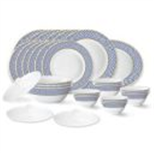 Larah by Borosil Juliet Fluted Series Opalware Dinner Set | 31 Pieces for Family of 6