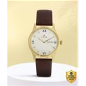 Titan Bandhan Champagne Dial Brown LeatherStrap Couple Analog Watch - For Couple NT15802490YL05,NU15802490YL05