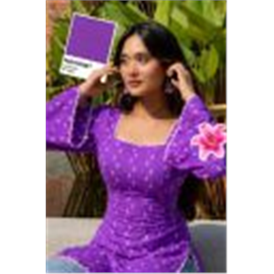 Vrishabhanulali Formal Bell Sleeves Printed Women Purple Top