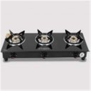 Fogger Designer Black Stainless Steel, Glass Manual Gas Stove (3 Burners)