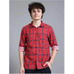 Moda Rapido Red & Black Tartan Checked Relaxed Oversized Casual Shirt
