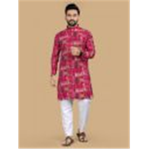 DHRUVIL IMPEX Geometric Printed Mandarin Collar Kurta