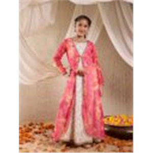 pspeaches Girls Multi Foil Silk Dress With Cape