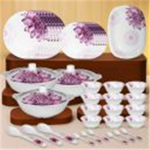 Sigri-wala Pack of 40 Melamin Dinner Set (White, Purple)