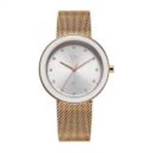Fastrack Vyb Lumina Quartz Analog Silver Dial Rose Gold Stainless Steel Strap Watch for Women - FV60102KM01W