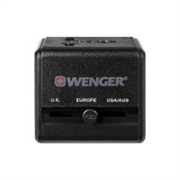 Wenger Universal Travel Adapter with USB Charger for Global Travel, Black, Blend of Style & Function, Swiss Designed (604559)