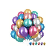 Niku Pack of 50 Multicolor Metallic Balloons with ribbo..