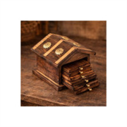 Kundi Handmade Hut Style Wooden Coaster Set with Holder..