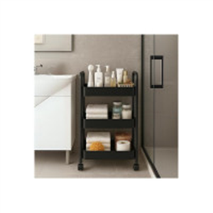 3-Layer Kitchen Trolley – Black Metal Storage Rack with..