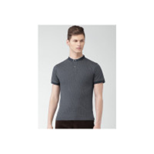 INVICTUS Men Navy & White Printed Mandarin Collar T-Shi..