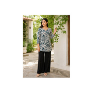 Fyunl Printed, Floral Print Viscose Rayon Straight Kurt..