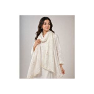 Aayat Fashion Cotton Blend Embroidered White Women Dupa..