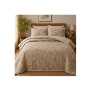 100% Cotton Quilted Comforter Set with 2 Matching Pillo..