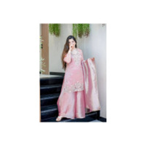 ZONFAB Embroidered Kurta, Sharara & Dupatta Set