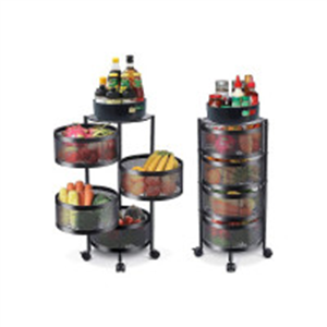 kirfiz Metal 4 Layer Kitchen Rotating Trolley Portable..