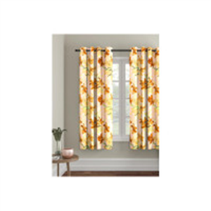Cortina Yellow & Brown Floral Printed Polyester Single..