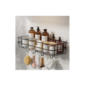 Bindian Self-Adhesive Bathroom Shelf with Hooks | No-Dr..