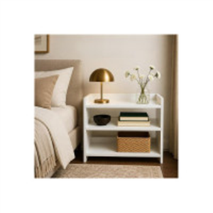FURLAY Nova Bedside Organizer Table for Bedroom, White..