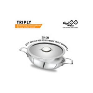 Sigri-wala Cook Healthy Triply Kadhai 20 cm diameter wi..