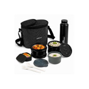 CELLO Munch Mate Lunch Box with Bag for Office Use Blac..